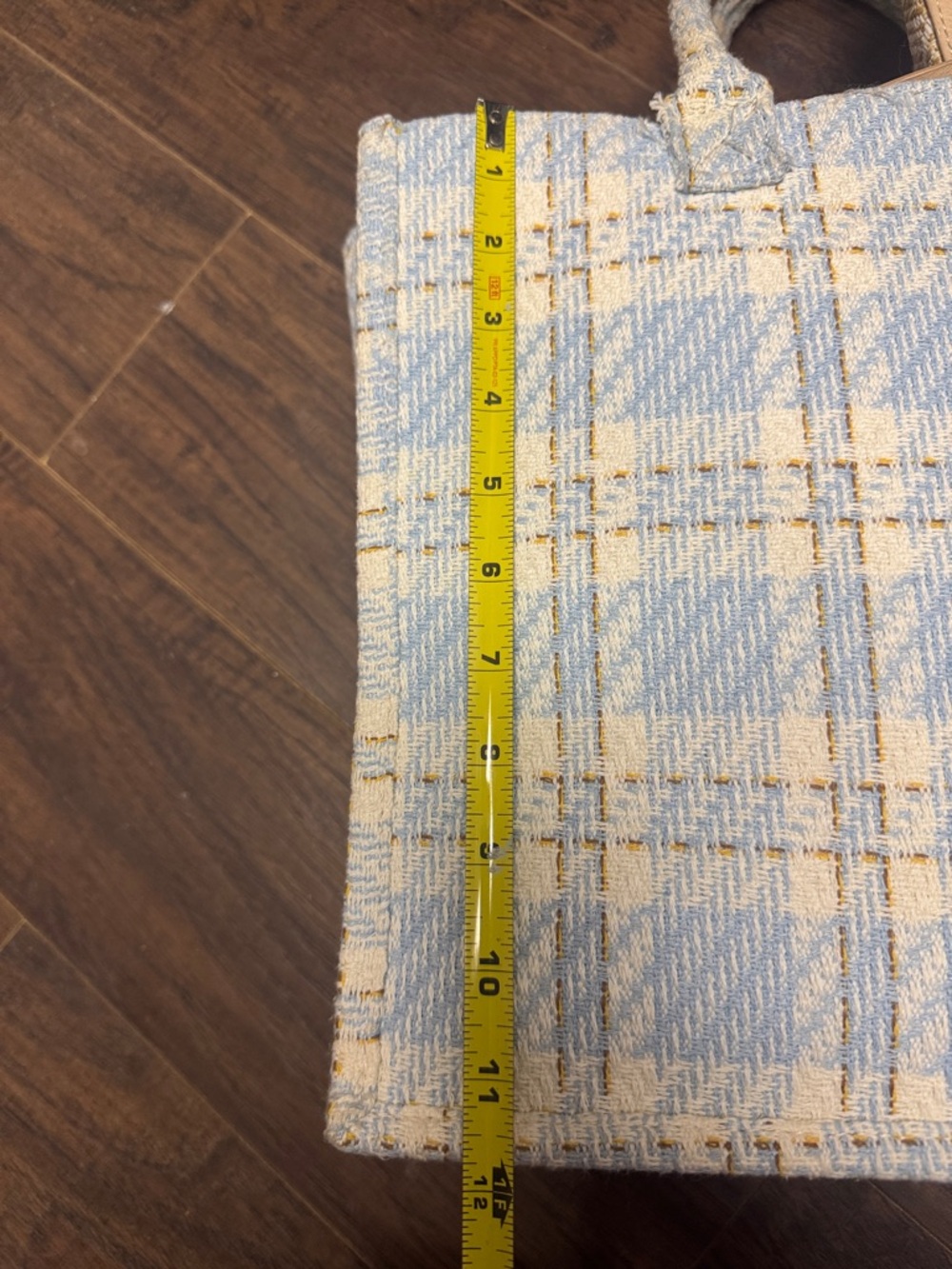 Do Everything in Love Blue and Cream Plaid Tote - Picture 10 of 11